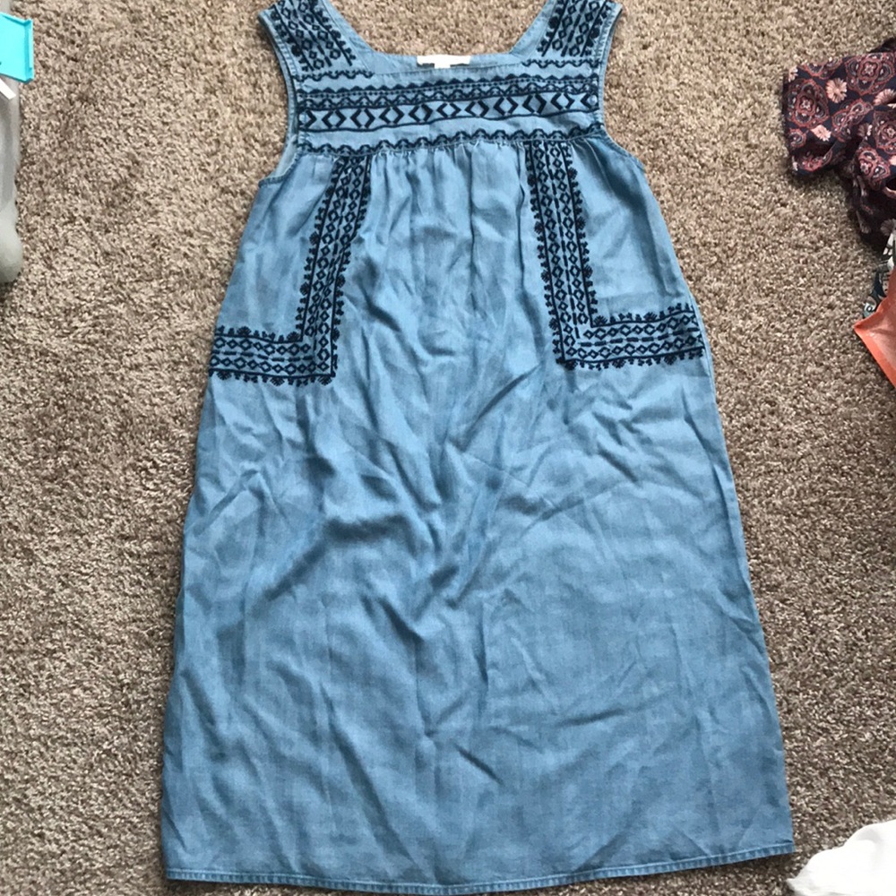 Blue embroidered denim Chambray dress